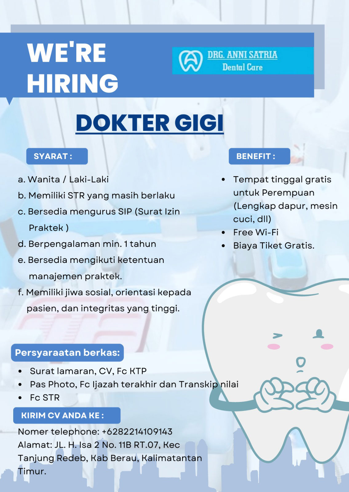 Lowongan Dokter Gigi Terbaru Kab. Berau Kalimantan Timur