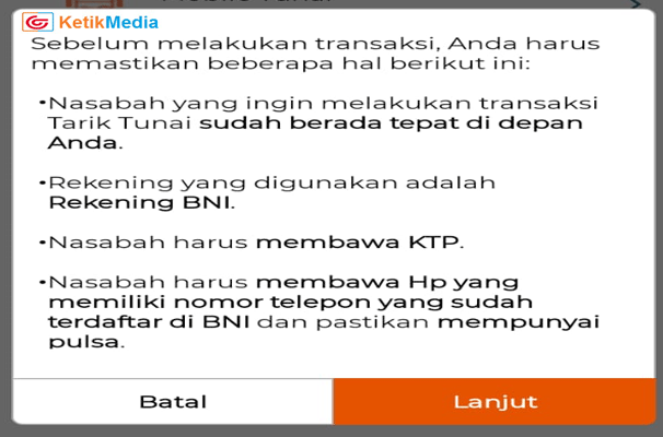 Cara Tarik Tunai di Agen Bni 46 Lewat Aplikasi Bni Mobile Menu Reguler