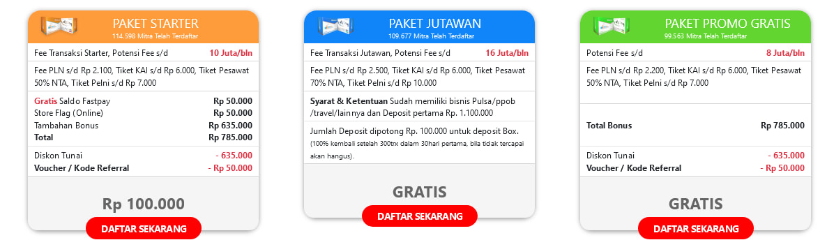 Daftar Fastpay Paket Gratis
