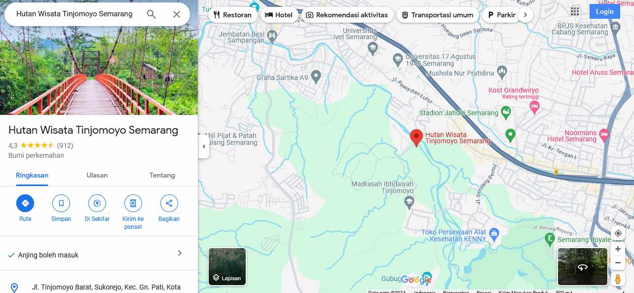 Lokasi Hutan Wisata Tinjomoyo Semarang