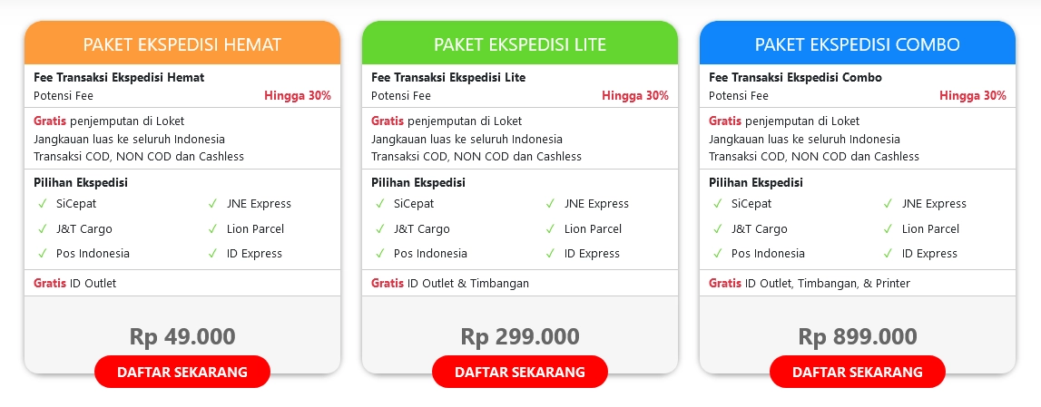 Paket pendaftaran Ekspedisi