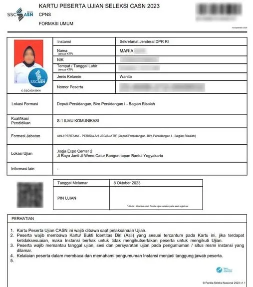 Contoh cara cetak kartu ujian SKD CPNS 2024