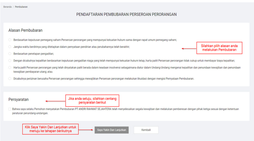 alasan anda melakukan pembubaran perseroan