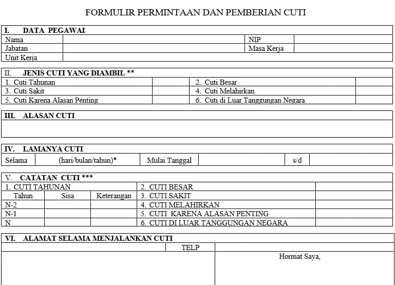 Form Cuti PNS