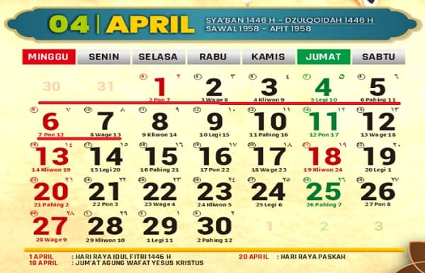 Tanggal Cuti Bersama Lebaran 2025 Kalender