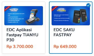 Menu untuk Order EDC Saku Fastpay dan Mesin EDC Fastpay