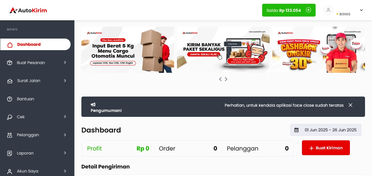 Cara Login Autokirim melalui komputer atau Laptop