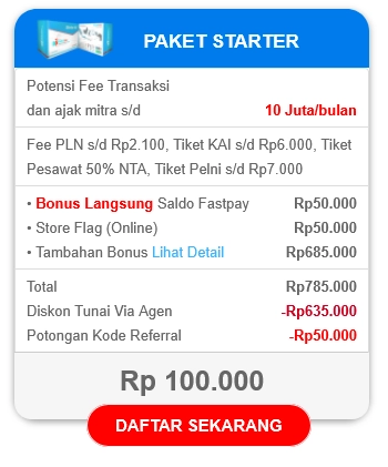Apa Itu Paket Starter Fastpay, Komisi dan Cara Jadi Agen Fastpay