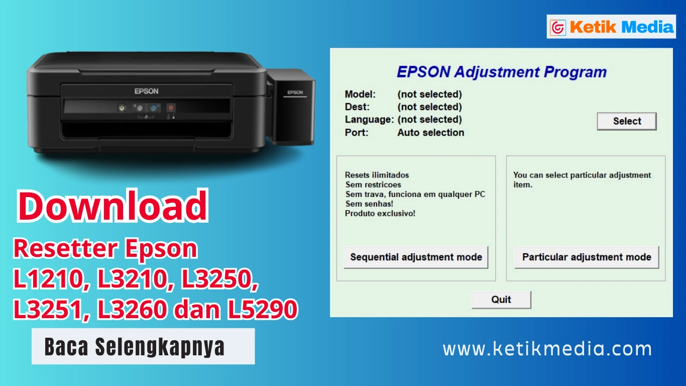 Download Resetter Epson L1210, L3210, L3250, L3251, L3260 dan L5290 Gratis