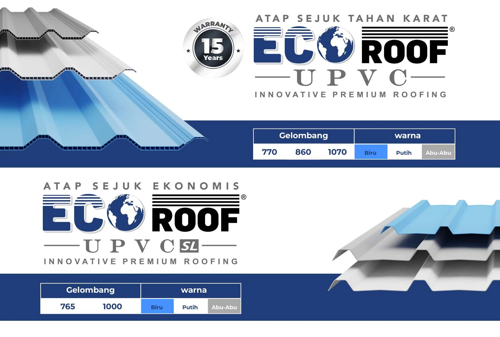 Atap UPVC Single dan Double Layer Kualitas Terbaik